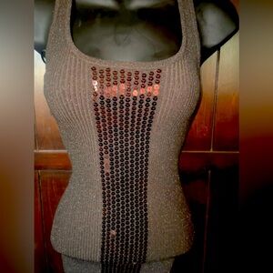 NWT bebe Sequined Sparkle Top Shirt Size S